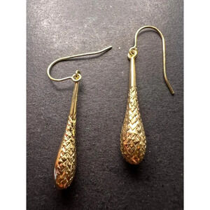 Turkish 10k yellow gold diamond cut teardrop earrings